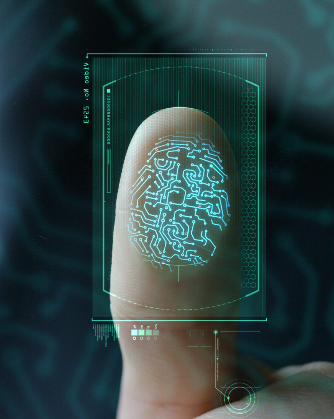 Businessman,Scan,Fingerprint,Biometric,Identity,And,Approval.,Concept,Of,The